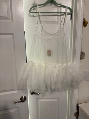 White Sheer Tulle Babydoll Dress/top
